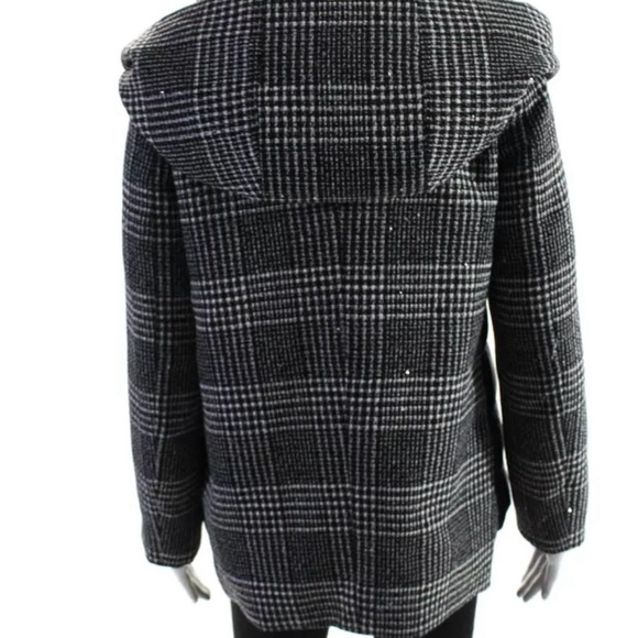 Herno Women’s Button Zip Front Glen Plaid Down Quilted Jacket Black White IT 46 - Picture 3 of 16